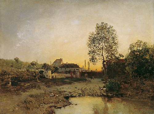 Landschaft mit Weiher und Gehöften, 1885, Robert Russ