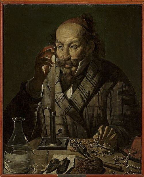 Usurer by candlelight, 1845, Feliks Pęczarski
