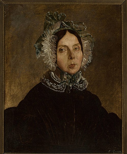 Portrait of a woman in a lace bonnet., 1837, Feliks Pęczarski