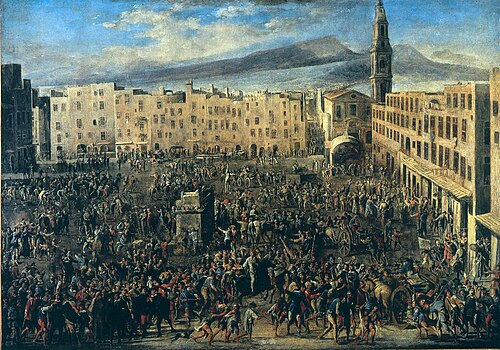 Piazza del Mercato during the Revolt of Masaniello, 1650, Micco Spadaro