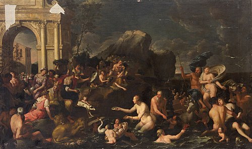 Kybele empfängt Neptun und Amphitrite, 1675, Johann Heiss
