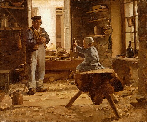 With Dolly at the Sabot-makers, 1883, William Brymner