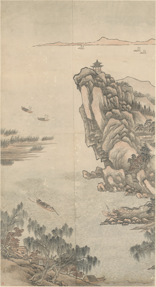 方琮江天帆影图轴, , Fang Cong