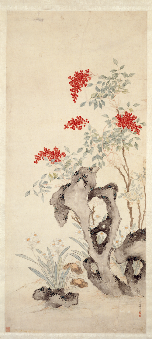 沈振麟仙芝祝寿图轴, , Shen Zhenlin