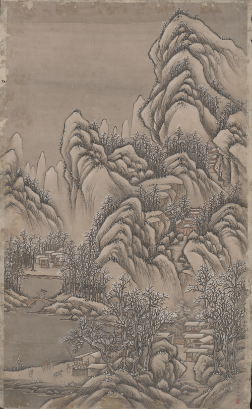 袁瑛雪景山水人物图轴, , Yuan Ying