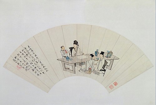 萧晨东坡博古图扇页, , Xiao Chen