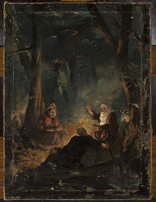 Rzewuski, priest Marek and Pułaski in the Niepołomice Forest, 1850, Ignacy Gierdziejewski
