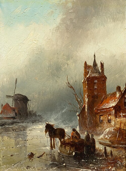 Horse-drawn sleigh on ice, 1894, Jan Jacob Coenraad Spohler
