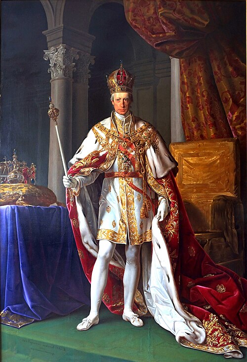 Portret cesarza Franciszka I w stroju koronacyjnym., 1843, Jan Tysiewicz