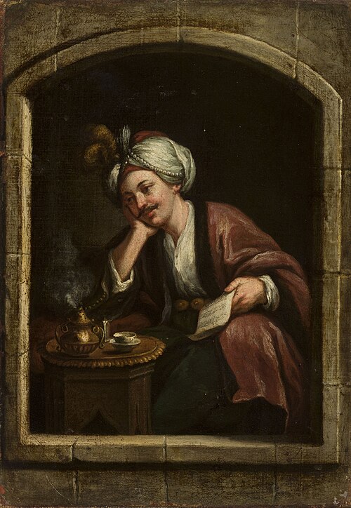 Turk drinking coffee, , Johann Samuel Mock