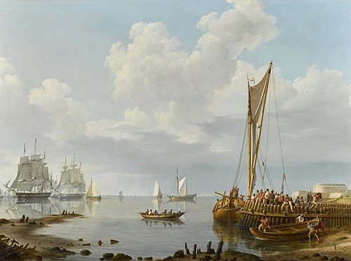 Shipping in a Calm, , Johannes Hermanus Koekkoek