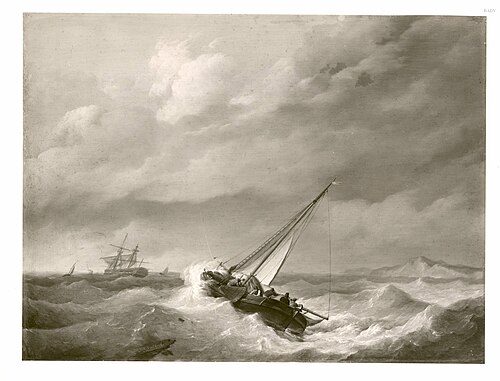 Shipping on Choppy Seas, 1823, Johannes Hermanus Koekkoek
