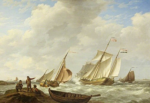 A Breezy Day on the Scheldt, 1825, Johannes Hermanus Koekkoek