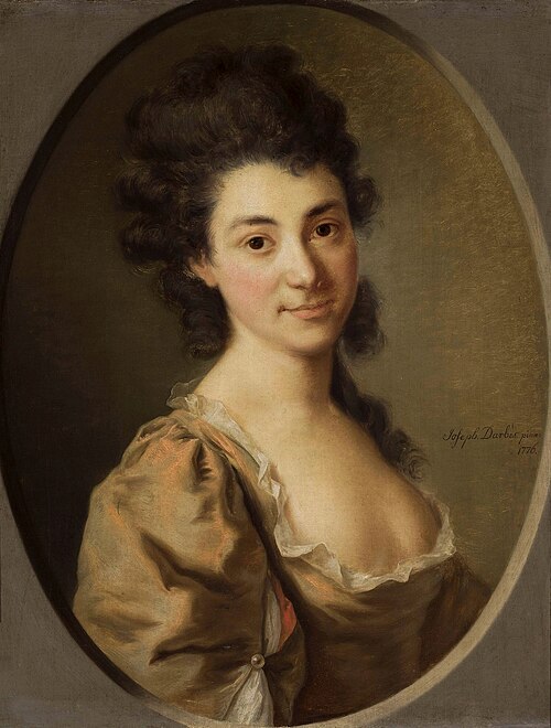 Portrait d'une dame au grand décolletage., 1776, Joseph Friedrich August Darbes
