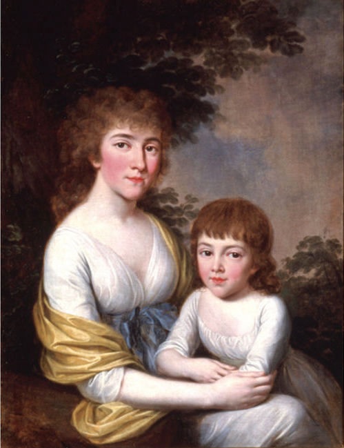 Portrait of Maria Daszkiewiczowa née Rastawiecka with her daughter, 1806, Józef Pitschmann