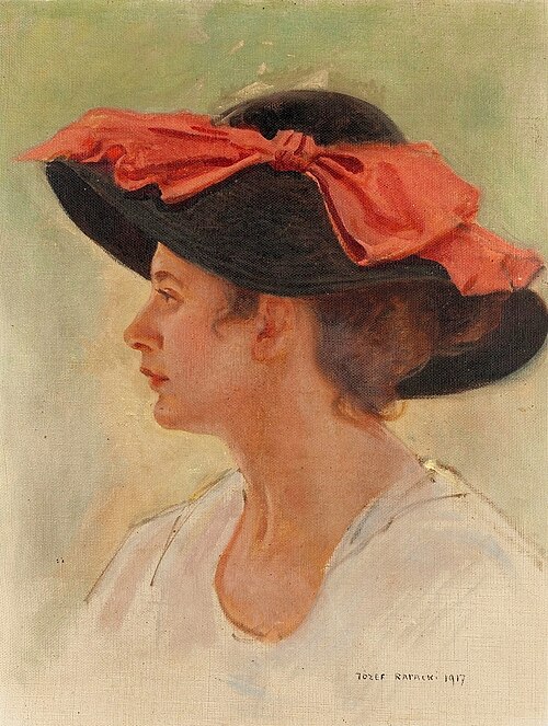 Portrait of a lady in hat., 1917, Józef Rapacki