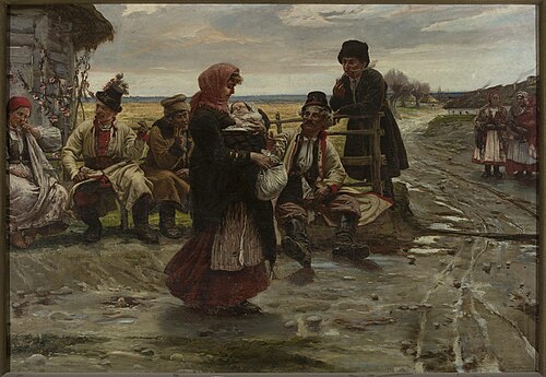 At the entrance to a tavern, 1891, Józef Unierzyski