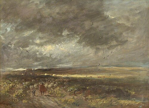 Moorland Landscape: Shepherd and Sheep, , David Cox