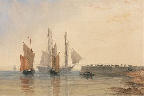 Entrance to Calais Harbour, 1829, David Cox