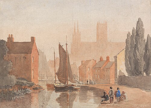 Lincoln Cathedral from Brayford Pool, 1808, David Cox