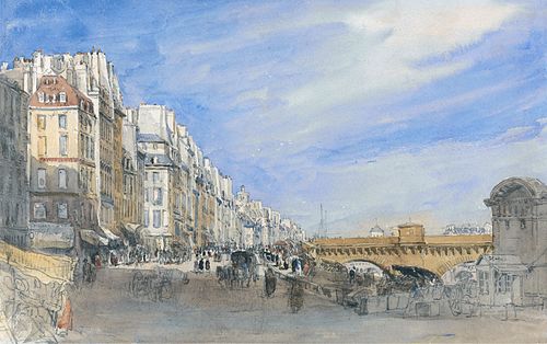 Pont Neuf from the Quai de l'Ecole, Paris, 1829, David Cox