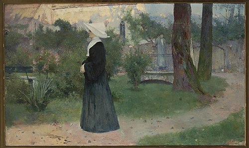 Sœur de la Charité dans le jardin de l'hôpital., 1890, Konstanty Mańkowski