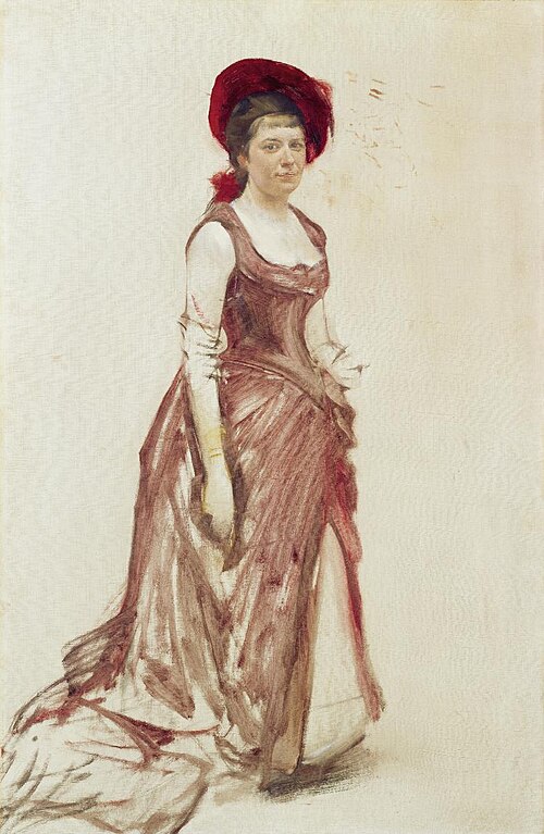 Bildnis Lydia Welti-Escher im roten Kleid, 1886, Karl Stauffer-Bern