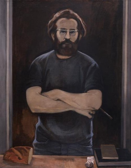 Self-portrait with bread, 1976, Maciej Bieniasz