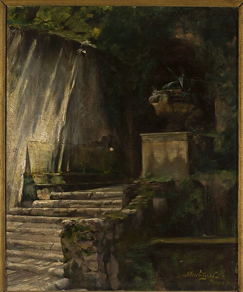 Fragment of the park in Tivoli, 1881, Marian Trzebiński
