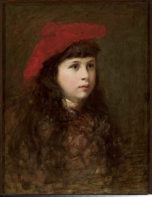 Portrait of a girl in a red beret, 1893, Maurycy Trębacz