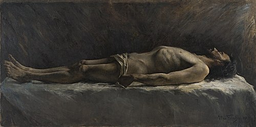 Ohne Titel (liegender männlicher Leichnam / Christus?), 1906, Max Fleischer