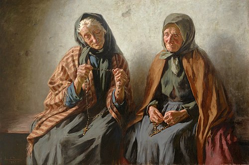 Women Praying in the Porch, 1902, Mieczyslaw Reyzner