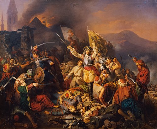 Die Rückeroberung Ofens aus der Hand der Türken im Jahr 1686, 1858, József Molnár