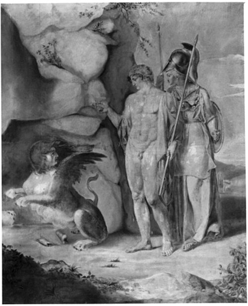 Oedipus und Minerva mit der Sphinx, 1790, Heinrich Meyer