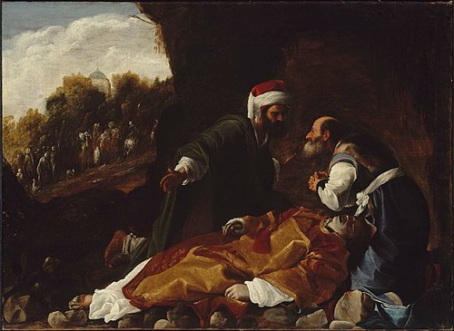 Saint Stephen Mourned by Saints Gamaliel and Nicodemus, 1615, Pensionnaire de Saraceni