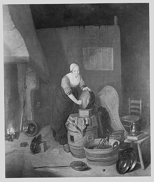 Maid Scouring a Kettle, 1649, Pieter van den Bosch