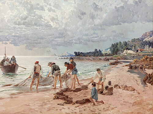 Pulling a Seine at the Coast of Corsica, 1886, Aukusti Uotila