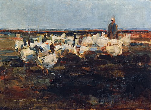 Gänseherde auf der Weide, 1919, Demeter Koko