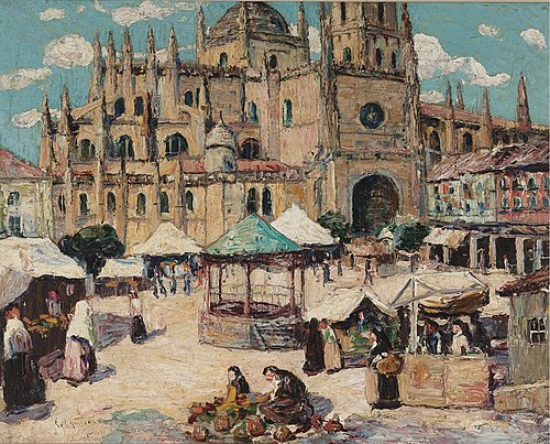 Market Square, Segovia, Spain, 1916, Ernest Lawson
