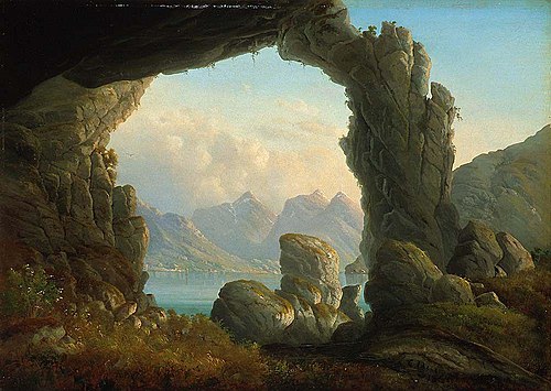 North-Norwegian Landscape with Natural Arch, 1859, Christian Due