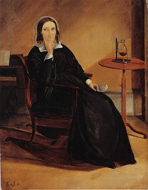Utkast till ett porträtt af författarinnan Sara Wacklin, 1846, Edla Blommér