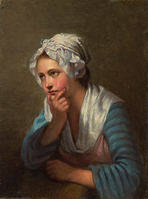 Girl Leaning on Her Hand, copy of detail in Jean-Baptiste Greuze’s painting “L’accordée de village”, , Ida Silfverberg
