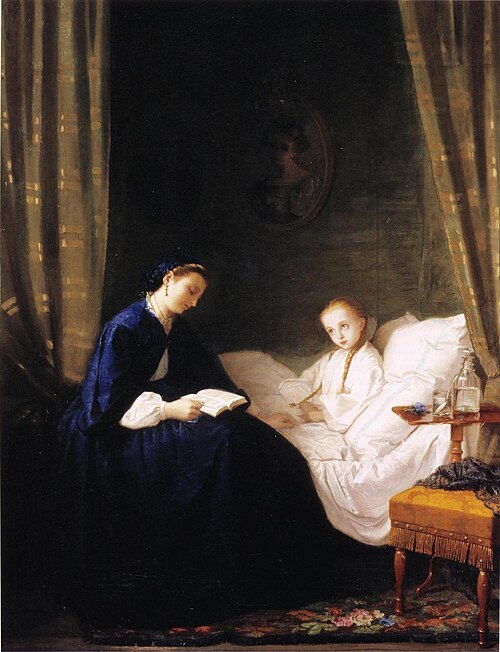 Mother Reading to Her Sick Child, 1860, Ida Silfverberg