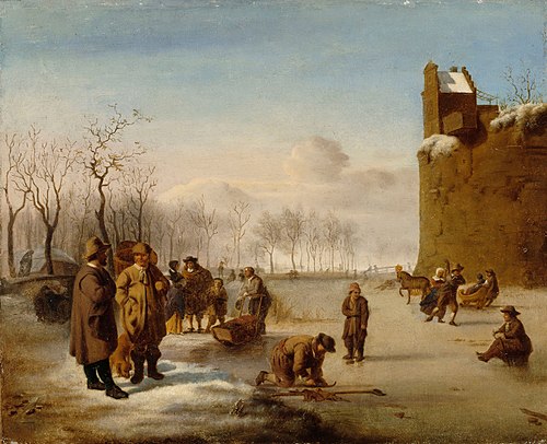 Winter scene after Adriaen van de Velde, , Ida Silfverberg