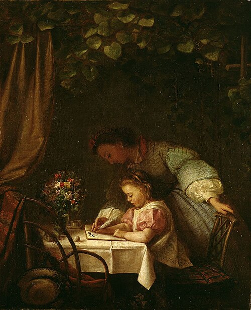Woman teaching a Child to Read, 1866, Ida Silfverberg