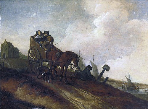 Horse cart in a dune landscape, 1675, Adriaen van der Kabel