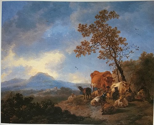 Mountain Landscape with Cattle and Herdsman, 1655, Adriaen van der Kabel