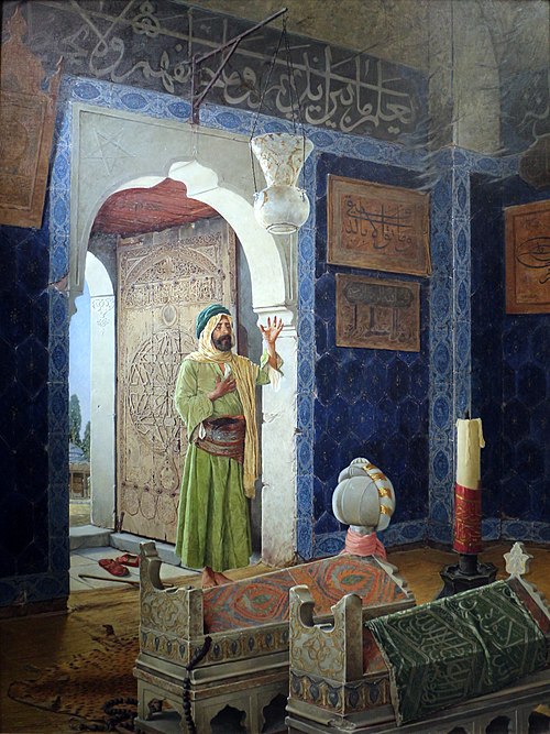 Vieil homme devant des tombeaux d'enfants, 1903, Osman Hamdi Bey