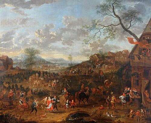 The Vintage, Figures Celebrating the Wine Harvest, 1712, Pieter van Bredael