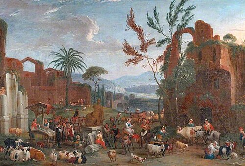 A Market among Classical Ruins, , Pieter van Bredael